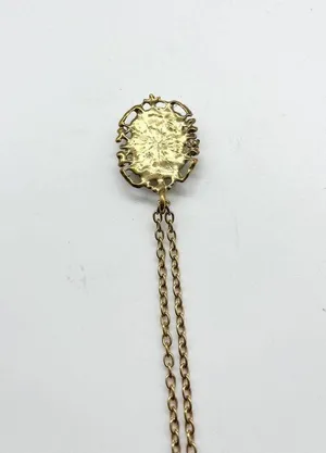 Gold Tone Filigree Black White Cameo Chain Link Short Pendant Necklace thumbnail 3