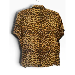 Seta Studio 100% Silk Leopard Animal Print Blouse 80s Camp Collar Top Sz 1X thumbnail 2