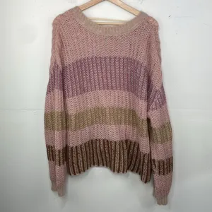 Democracy Chunky Knit V Neck Striped Relaxed Fit Sweater Pullover size XL thumbnail 8