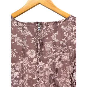 En Saison Jacquard Floral Puff Sleeve Tiered Mini Dress Mauve Pink Brown L‎ thumbnail 7