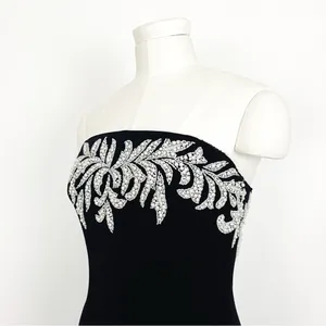Vintage Y2K Beaded Embellishment Strapless Gown in Black | Size 4 thumbnail 6