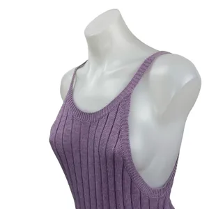 London Purple Wool Ribbed Sleeveless Side Slit Midi Tank Bodycon Sweater Dress M thumbnail 3