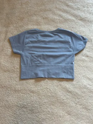 OFFLINE By Aerie Pastel Blue Sidewalk Seamless Cropped T-Shirt thumbnail 3