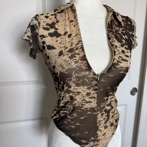 ZARA Animal Print Tulle Bodysuit thumbnail 5