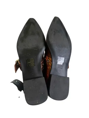 Anthropologie Maeve Pointed Toe Moto Mary Janes Bronze Metallic 38 thumbnail 8