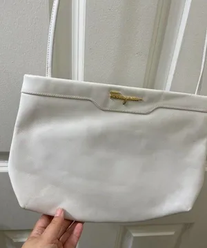 vintage white Salvatore Ferragamo Leather Crossbody Clutch Bag thumbnail 2