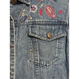 Vintage Ozark Mountain Jean Co. Floral Embroidered Denim Vest Cottage Western thumbnail 4