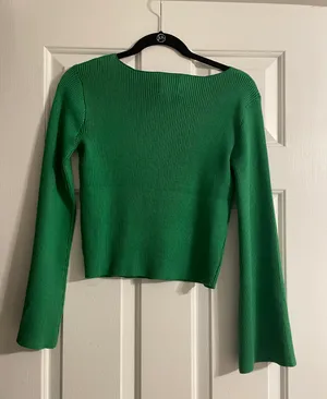 Pink Rose Green Flare Sleeve Sweater thumbnail 2