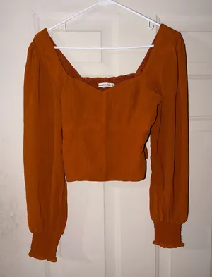 Abercrombie & Fitch Orange Fitted Crop Blouse size S thumbnail 1
