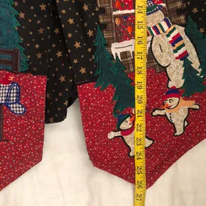 Funky Karen Scott Vintage Plus Size Black red Christmas Snowman festive vest tie back ugly sweater Size 2X - measurement in pics thumbnail 6