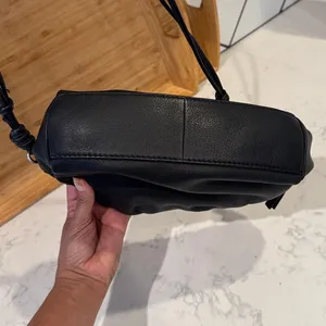 Black leather adjustable strap crossbody shoulder bag minimalist retro western thumbnail 6