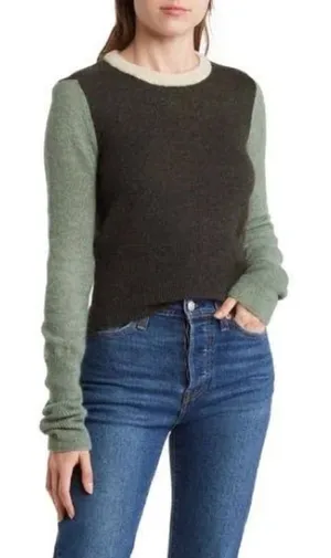 NWT Rag & Bone "Lindsay" Green Colorblock Alpaca Wool Knit Sweater Size XS thumbnail 1