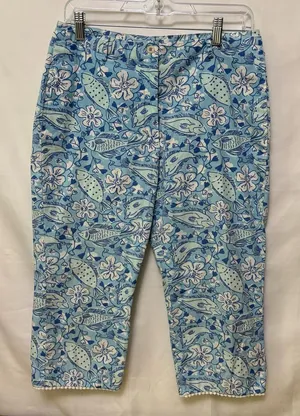 Lilly Pulitzer Vintage Ocean Print Capri Pants Size‎ 10 thumbnail 1