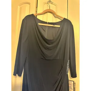 SLNY Womens Navy Side Embellishment 3/4 Sleeve‎ Full-Length Sheath Dress NWT 18 thumbnail 5