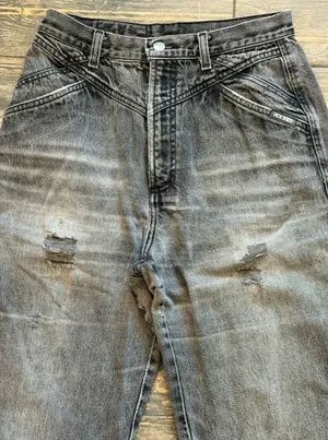 Vintage Rockies High Waist Western Jeans‎ Faded Black Distressed 26x34 Bareback thumbnail 1