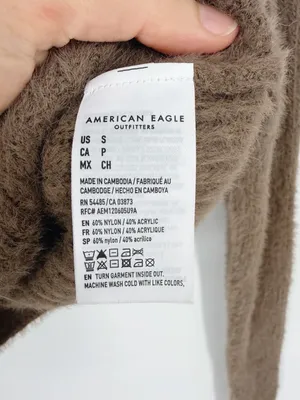 American Eagle Fuzzy Off-Shoulder Sweater Brown Small thumbnail 4