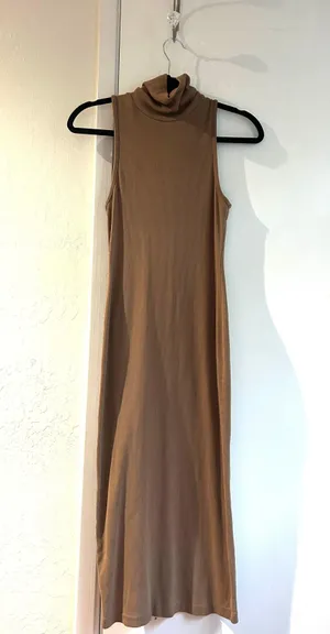 ZARA Ribbed Cowl Neck Sleeveless MIDI Dress thumbnail 3