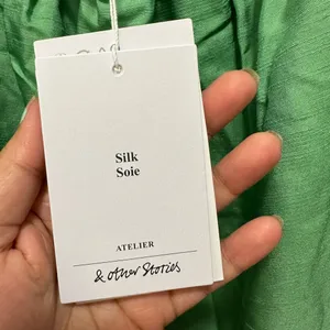 NWT & Other Stories Sea Green Silk Puff Sleeve Tie Back Voluminous Midi Dress 6 thumbnail 8