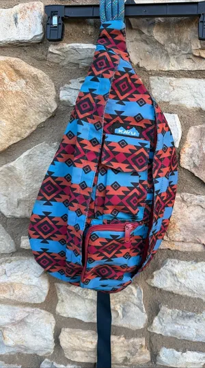 Kavu Sling Bag in Red & Blue Aztec Print thumbnail 1