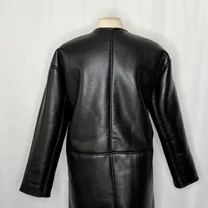NWT!! ZARA ZW Collection Double Faced Coat Jacket Black Fleece Lining Small thumbnail 10