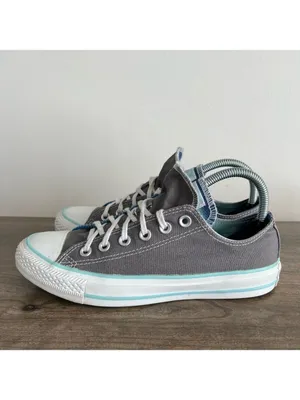Converse All Star Double Tongue Ox Women’s Shoe Grey Blues Size 8 #776 thumbnail 3