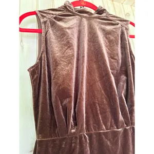 NWT Lulus Gorgeous Darling Brown Velvet Sleeveless Mock Neck Dress Party Sz S thumbnail 4