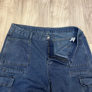 SHEIN Dark Blue Wide Leg Cargo Jeans thumbnail 7