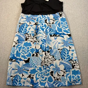 josephine Women's Size 10 Black Blue White Tropical Floral Sleeveless Midi Dress thumbnail 5