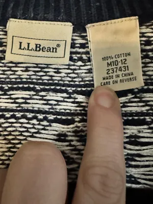L.L. Bean vintage Navy and White Fair Isle Half-Zip Sweater medium thumbnail 4