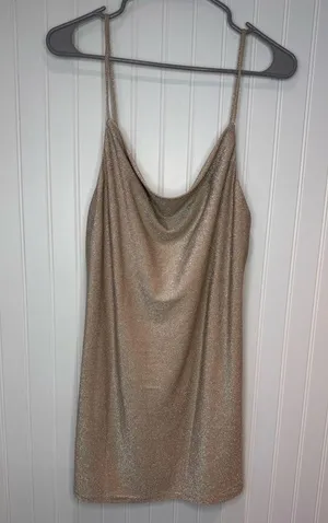 Princess Polly Womens Kailey Mini Dress Champagne Sparkly Spaghetti Size 6 Small thumbnail 1