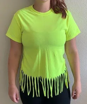 Neon yellow fringe t shirt thumbnail 1