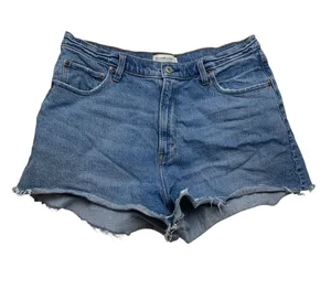 Abercrombie & Fitch 16 33 90s relaxed high rise Medium Blue Denim Cutoff Shorts thumbnail 1