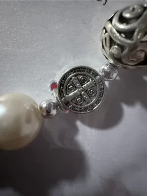 Saint Everything Pearl & Silver Cross Charm Bracelet thumbnail 5