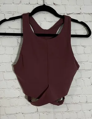 Athleta Conscious Cut Out‎ Crop A-C Sports Tank Mauve Medium High Neck Keyhole thumbnail 1