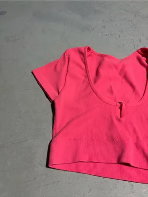 Aerie coral Scoop Neck Crop Top small thumbnail 2