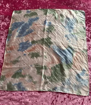 Tie dye satin scarf bandana pink blue green spring summer thumbnail 1