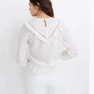 Madewell Ruffle Prairie Top in Pinstripe thumbnail 7
