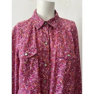 Old Navy Floral Blouse M Paisley Western Boho Spring Country Boho Farm Cotton thumbnail 6