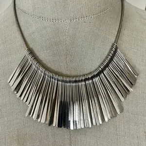INC Silver-Tone Fringe Collar Necklace thumbnail 3