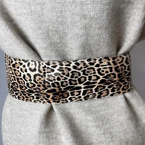Faux leather cheetah animal print belt Leopard Pattern Elastic Belt thumbnail 2