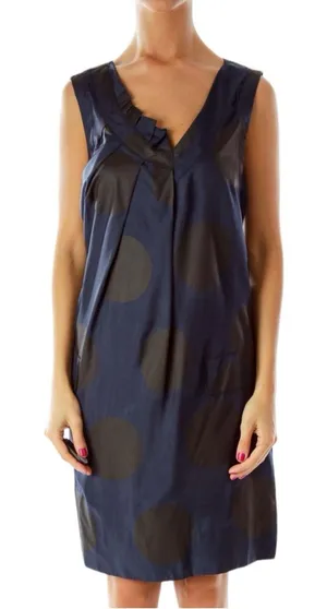 Marc By Marc Jacobs Navy & Black Polka Dot Dress thumbnail 1