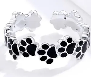 Charming Adjustable Puppy Paw Print Adjustable Ring Size 7 thumbnail 1