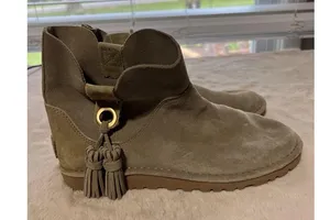 UGG Womens Suede Ankle Boots With Tassels & Rubber Sole thumbnail 3