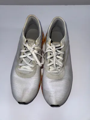 Reebok White Running Sneakers with Orange Yellow Marble Midsole thumbnail 6