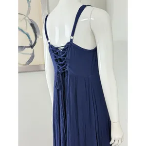 Torrid Navy Tie Dye Lace Up Back Maxi Dress Womens Plus Size 1 1X Boho Sundress thumbnail 8