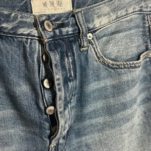 We The Free Free People Denim Midi Skirt Blue Button Fly Front Slit Size‎ 28 thumbnail 3
