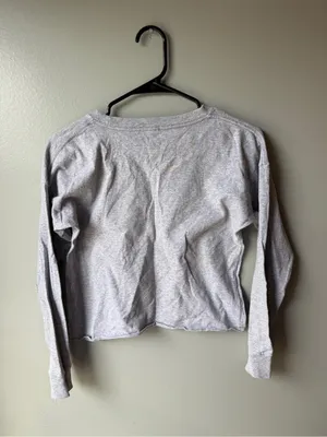 Simply Southern Hey Deer Buffalo Plaid Crop Top Long Sleeve Gray thumbnail 5