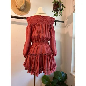 Misa Darla Brick Pink Soft Lightweight USA Off Shoulder Summer Dress Size XS thumbnail 4