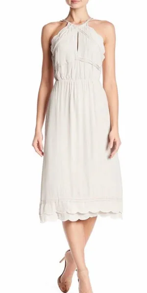 Elliatt Size XS Taupe Elation Ruffle Midi Dress thumbnail 2