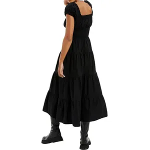 NEW We Wore What Poplin Midi Dress Smocked V-Neck Milkmaid Fit & Flare Maxi Long thumbnail 2
